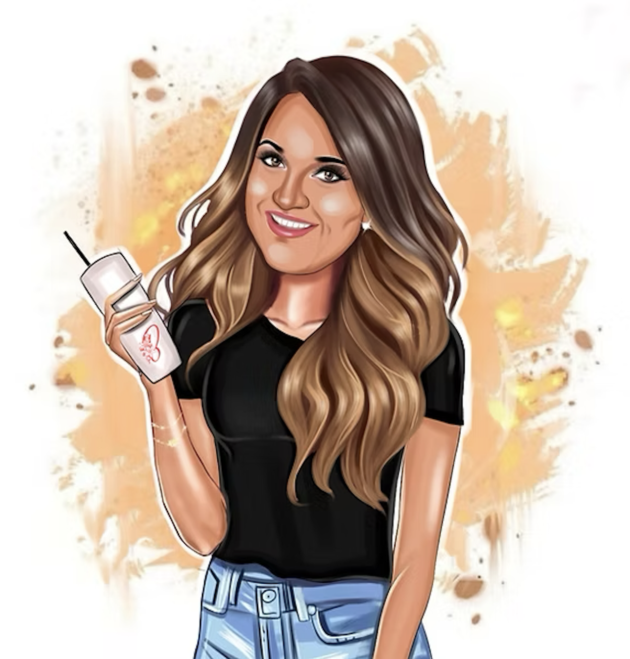 Illustration of Bailey holding a tumbler